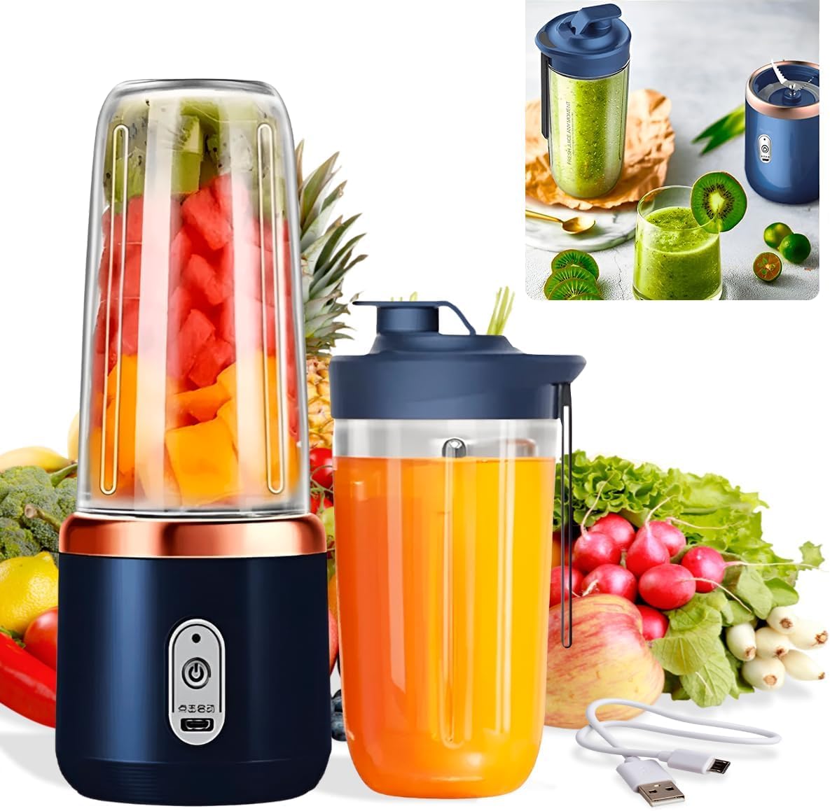 Portable Blender Electric Juicers Fruit Mixers USB Rechargeable