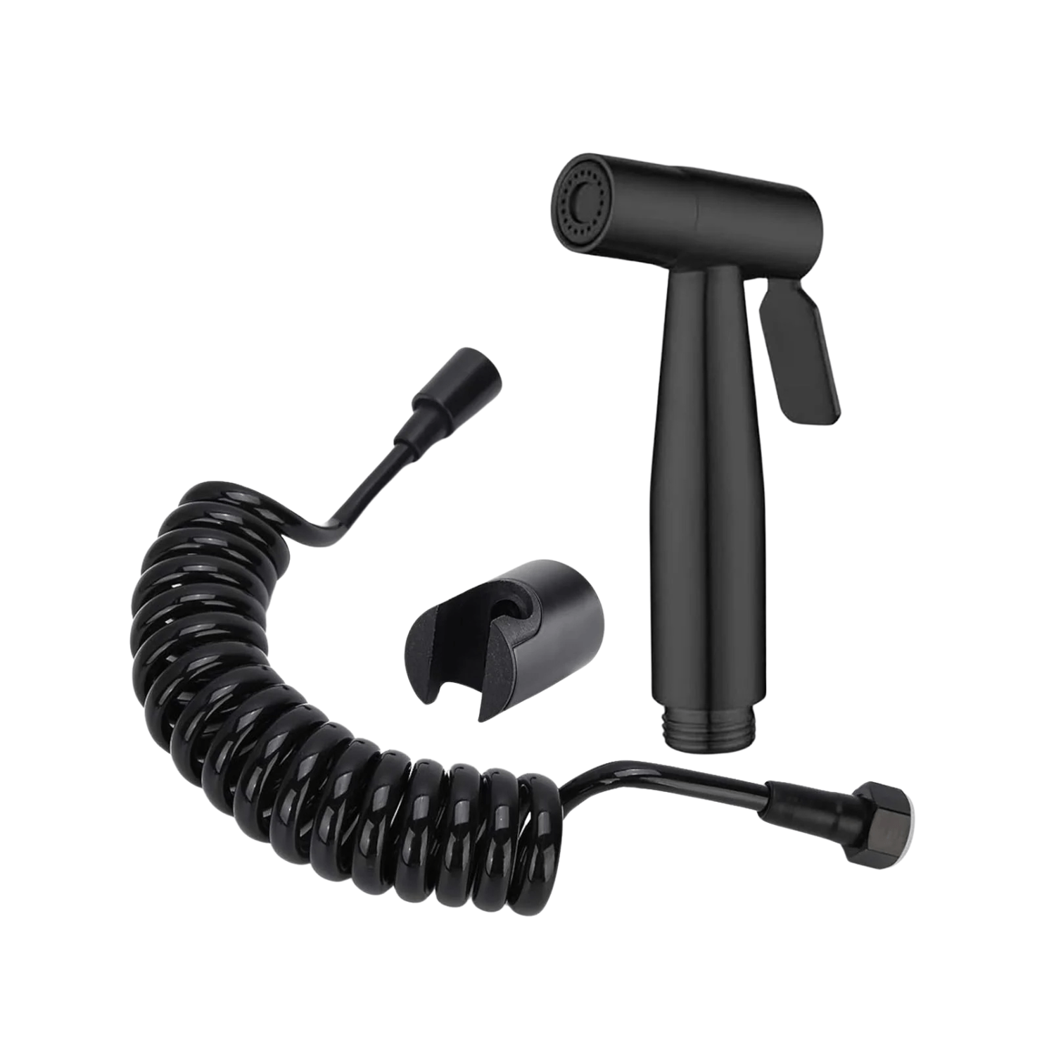 Fossa Hand Held Bidet Sprayer Premium Stainless Steel Sprayer - Health Faucet for Toilet, with 1 Mtr Spring Flexible Shower Hose Pipe,Hook (Black)-0