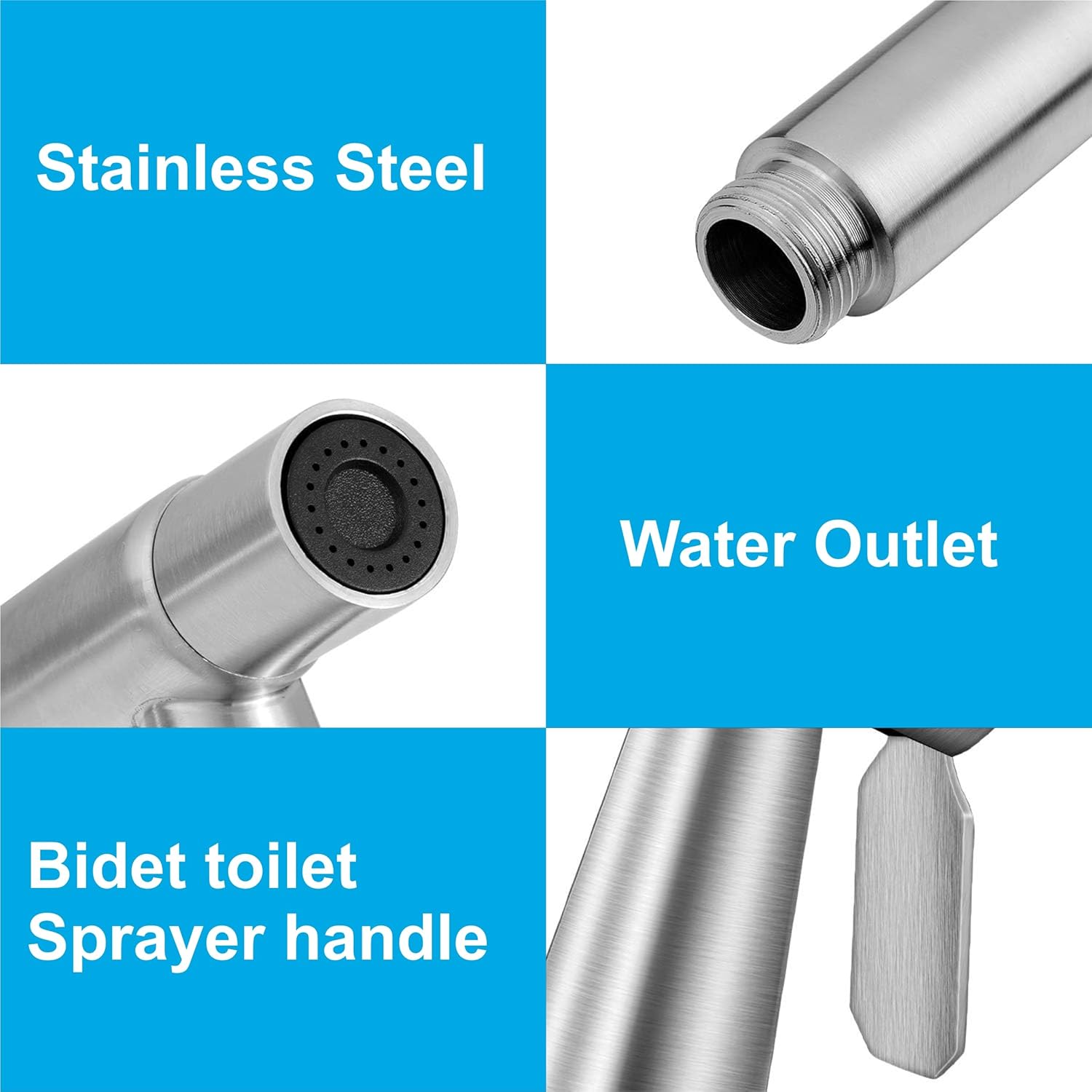 Fossa Hand Held Bidet Sprayer Premium Stainless Steel Sprayer - Health Faucet for Toilet, with 1 Mtr Spring Flexible Shower Hose Pipe,Hook ( Silver)-2