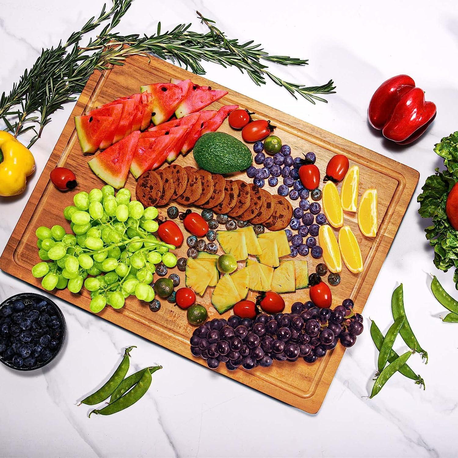 Fossa Wood Cutting Boards for Kitchen, Large Charcuterie boards, Reversible Wooden Chopping Board-4