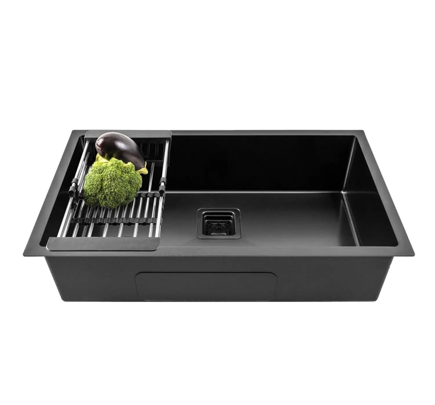 Fossa 30"x18"x10" inch Single Bowl SS-304 Grade Stainless Steel Handmade Kitchen Sink (Matte Finish) Black-0