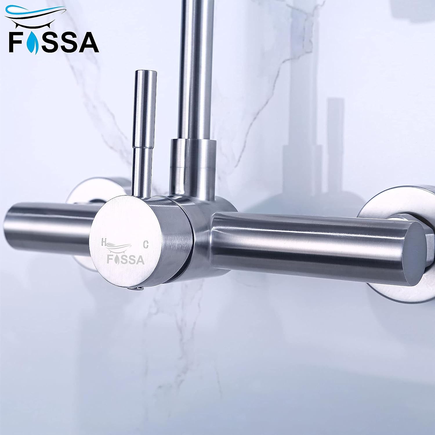 Fossa Kitchen Sink Wall Mount with Sprayer Stainless Steel Mixer Tap Faucet-4
