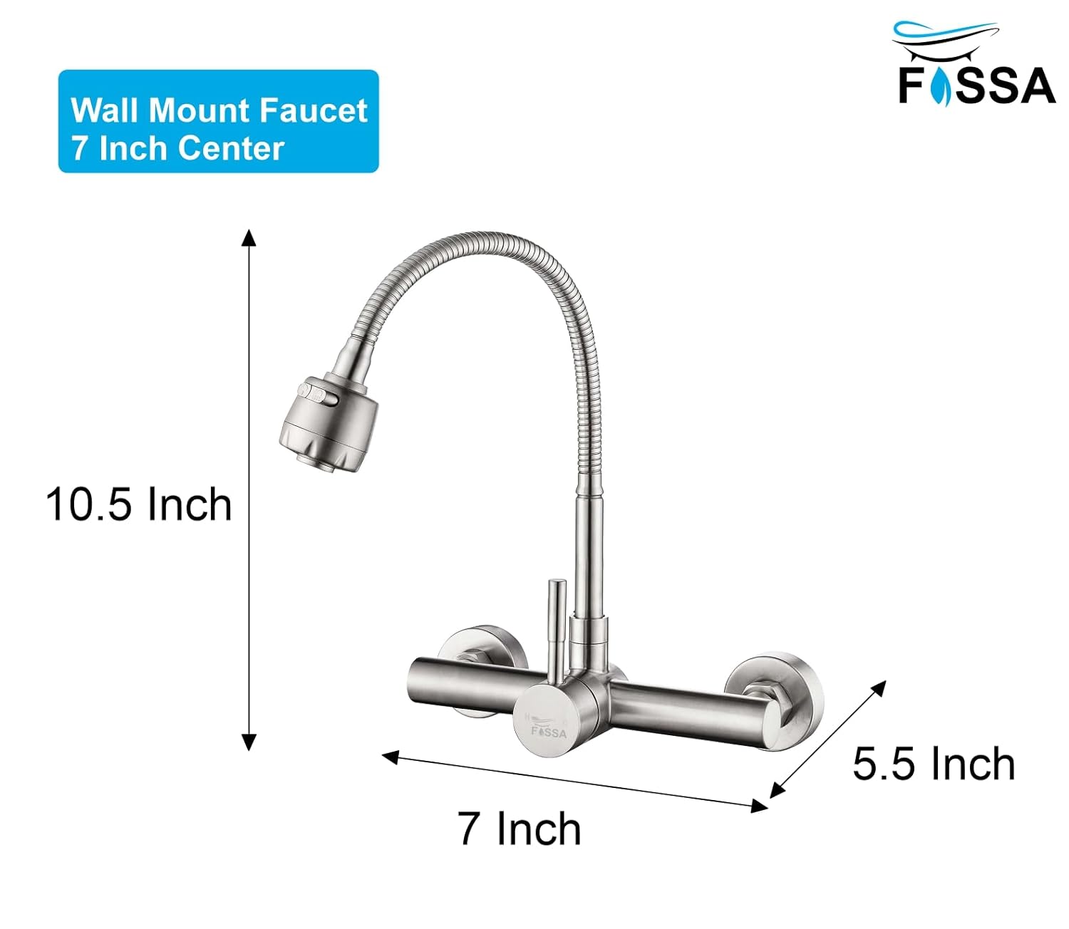 Fossa Kitchen Sink Wall Mount with Sprayer Stainless Steel Mixer Tap Faucet-1