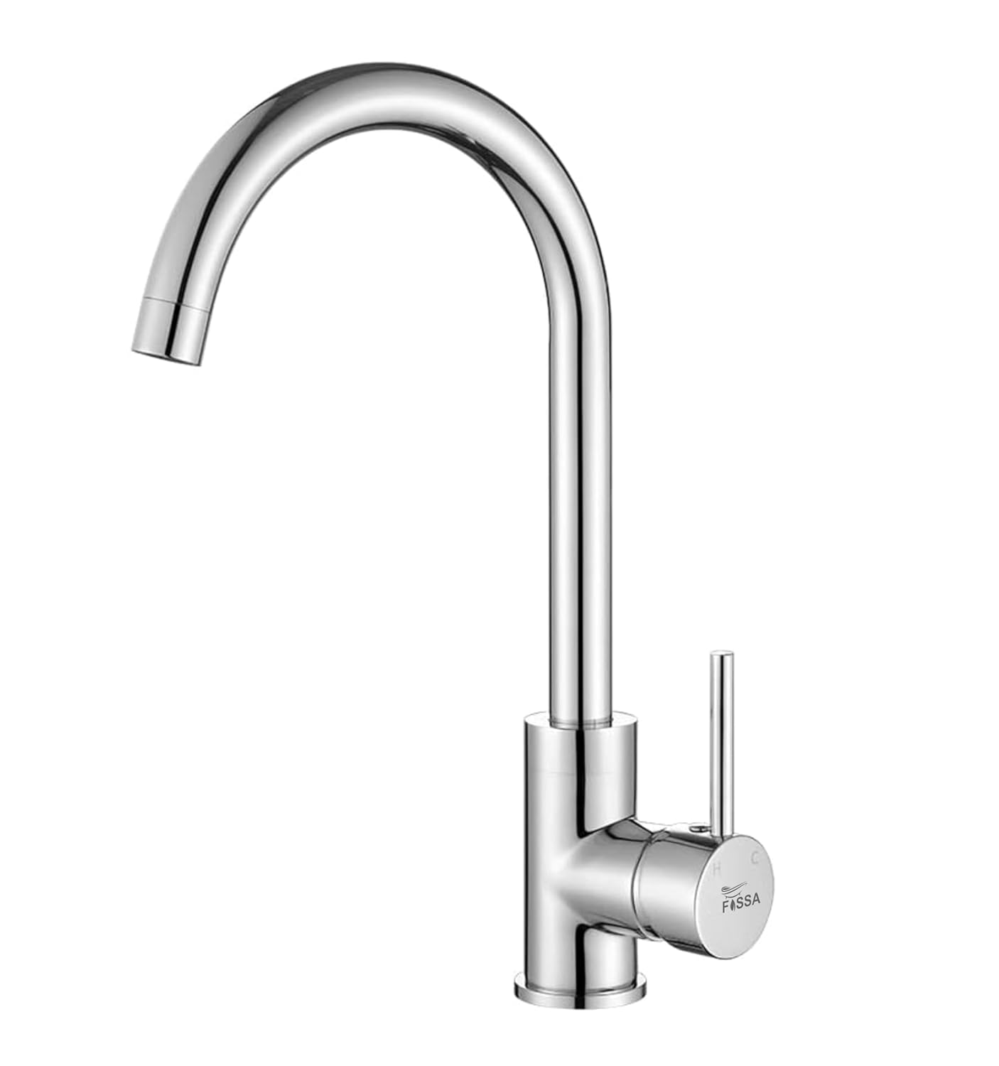 Fossa J Bend Faucet High Pressure Kitchen Faucet 360° Swivel, Stainless Steel Kitchen Faucet, Kitchen Mixer Tap with High Spout-257mm (Chrome Finish)-0